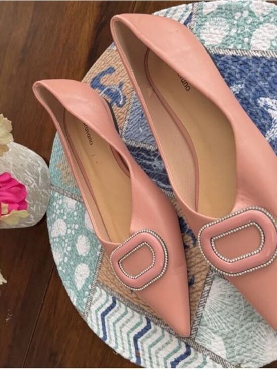 C.Paravano Shoes - Women's Pink Pointed-Toe Embellished Flats